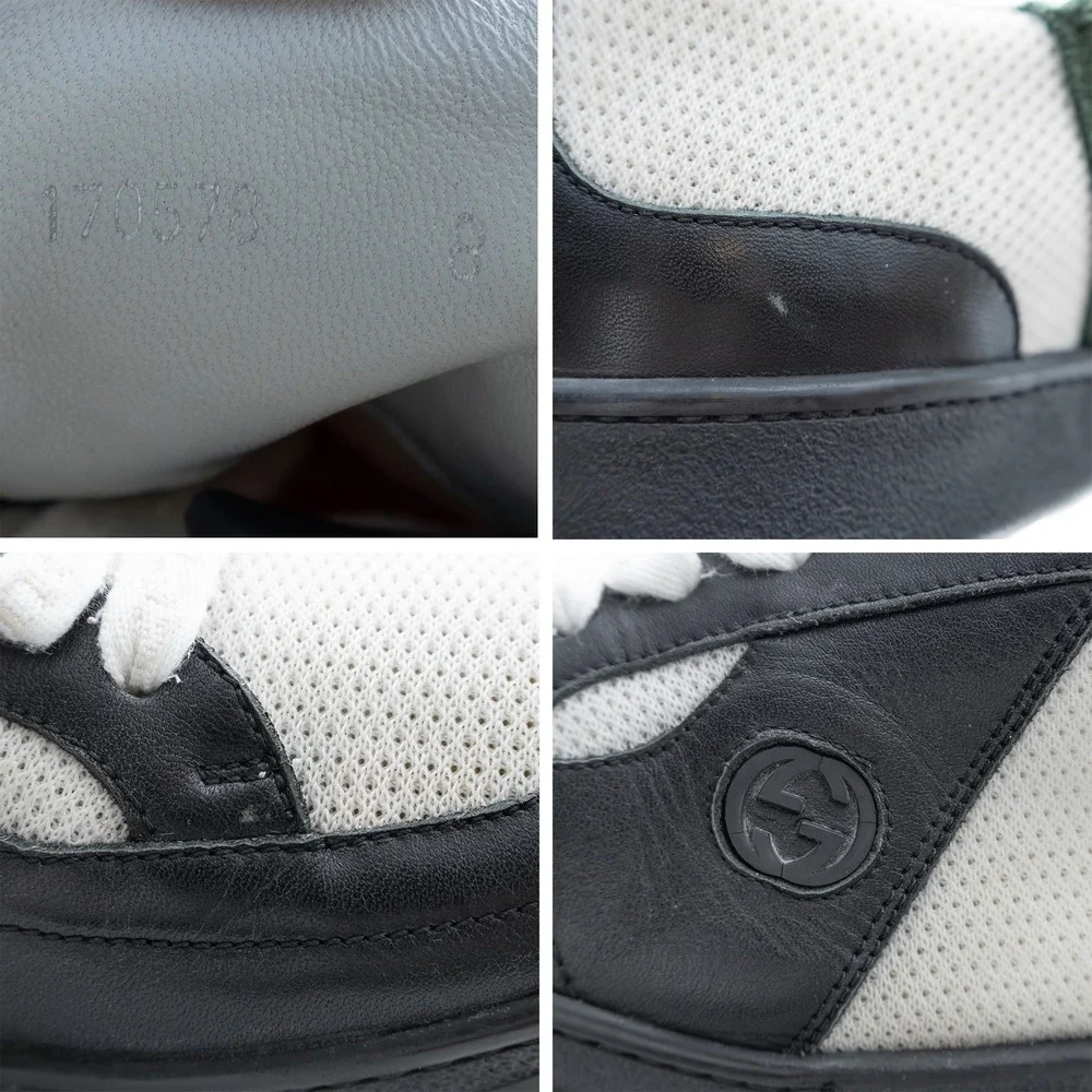 Gucci‎ Vintage Low-Top Sneakers – Web Stripe – Leather & Mesh - Size US 9/ EU 41